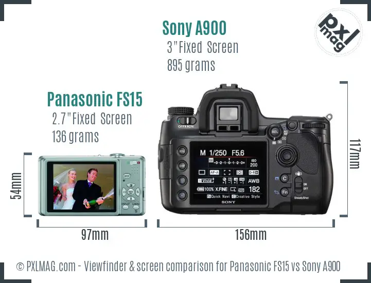 Panasonic FS15 vs Sony A900 Screen and Viewfinder comparison