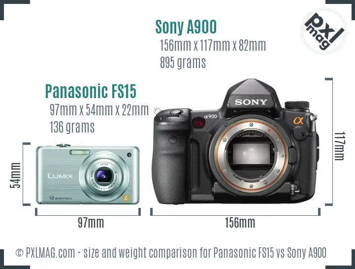 Panasonic FS15 vs Sony A900 size comparison
