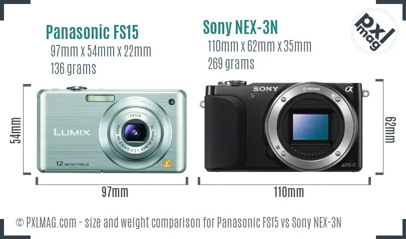 Panasonic FS15 vs Sony NEX-3N size comparison