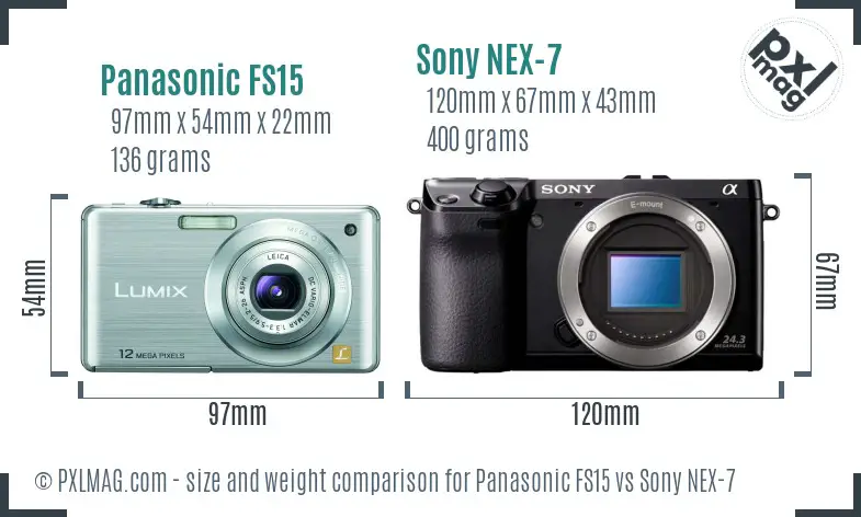 Panasonic FS15 vs Sony NEX-7 size comparison