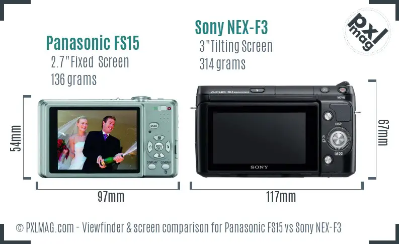 Panasonic FS15 vs Sony NEX-F3 Screen and Viewfinder comparison