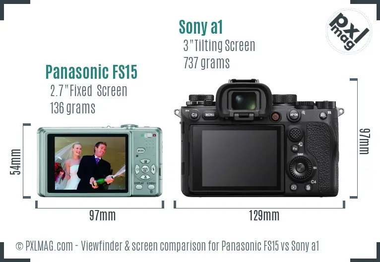 Panasonic FS15 vs Sony a1 Screen and Viewfinder comparison