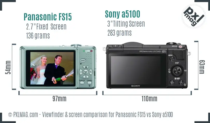 Panasonic FS15 vs Sony a5100 Screen and Viewfinder comparison Panasonic FS15 vs Sony a5100 Screen and Viewfinder comparison