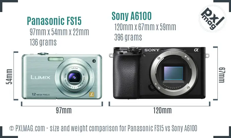 Panasonic FS15 vs Sony A6100 size comparison Panasonic FS15 vs Sony A6100 size comparison