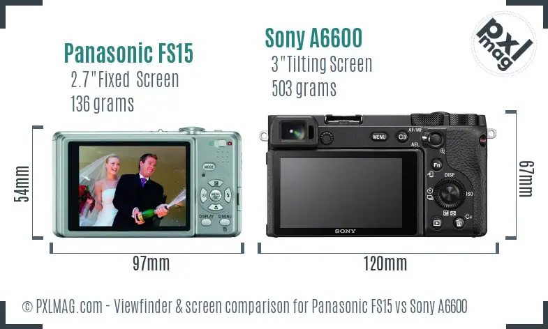 Panasonic FS15 vs Sony A6600 Screen and Viewfinder comparison