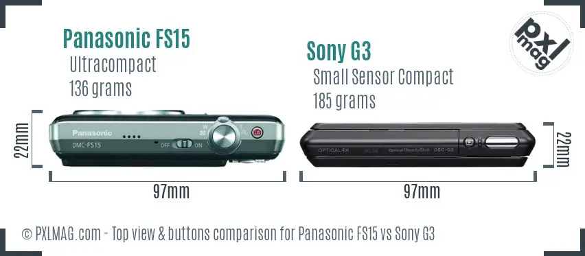 Panasonic FS15 vs Sony G3 top view buttons comparison