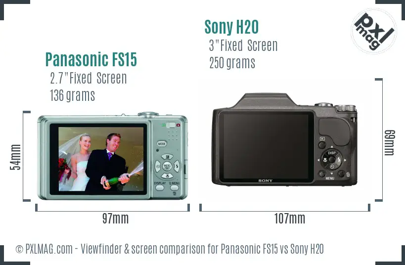 Panasonic FS15 vs Sony H20 Screen and Viewfinder comparison