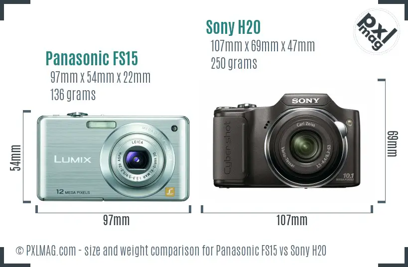 Panasonic FS15 vs Sony H20 size comparison