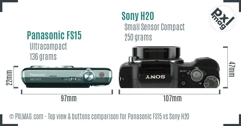 Panasonic FS15 vs Sony H20 top view buttons comparison