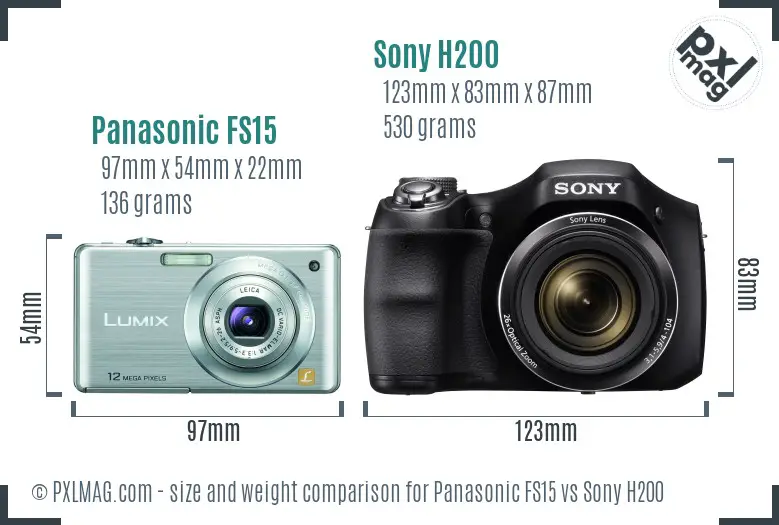 Panasonic FS15 vs Sony H200 size comparison