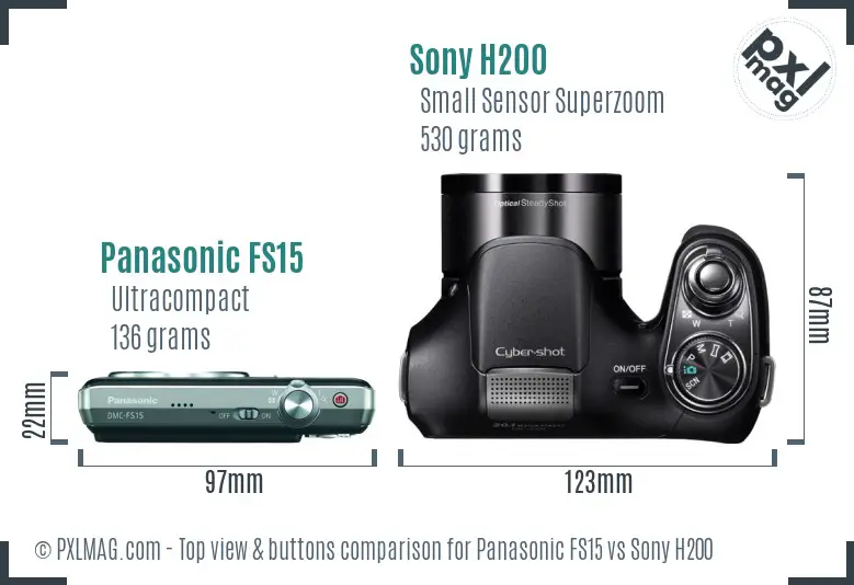 Panasonic FS15 vs Sony H200 top view buttons comparison