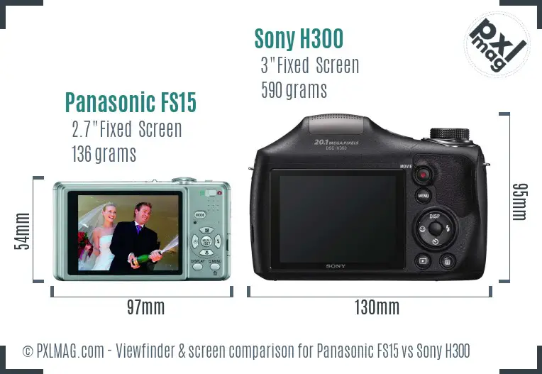 Panasonic FS15 vs Sony H300 Screen and Viewfinder comparison