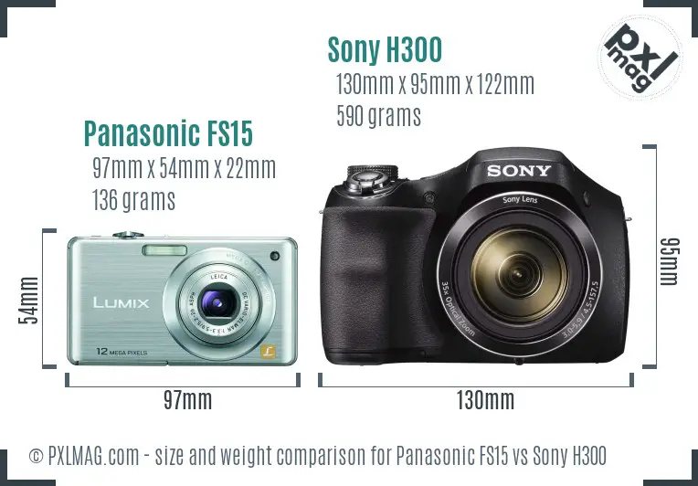 Panasonic FS15 vs Sony H300 size comparison