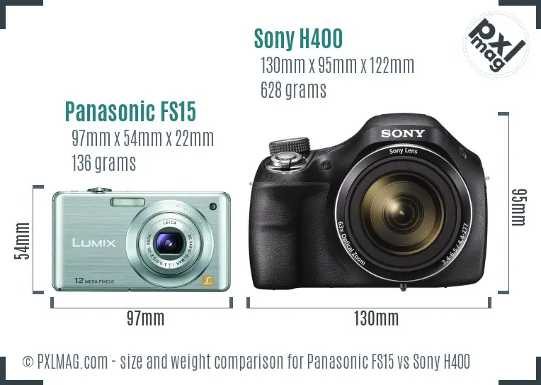 Panasonic FS15 vs Sony H400 size comparison