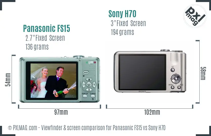 Panasonic FS15 vs Sony H70 Screen and Viewfinder comparison