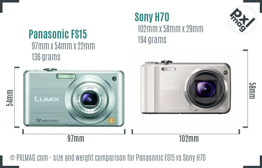 Panasonic FS15 vs Sony H70 size comparison