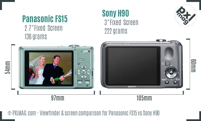 Panasonic FS15 vs Sony H90 Screen and Viewfinder comparison