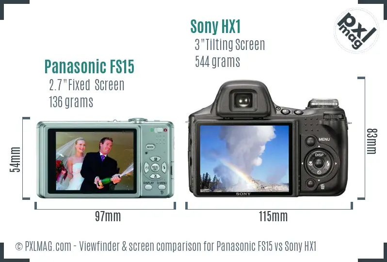 Panasonic FS15 vs Sony HX1 Screen and Viewfinder comparison