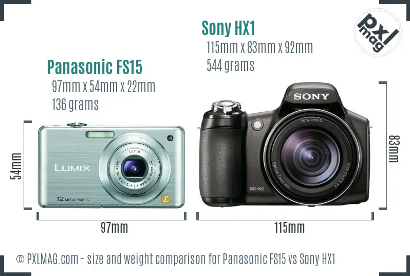 Panasonic FS15 vs Sony HX1 size comparison