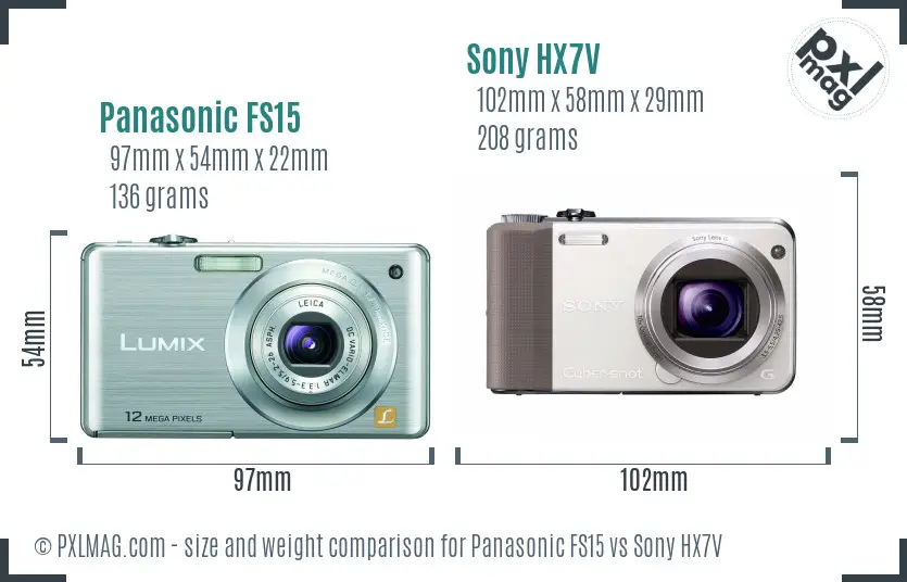 Panasonic FS15 vs Sony HX7V size comparison