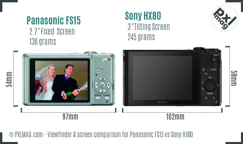 Panasonic FS15 vs Sony HX80 Screen and Viewfinder comparison