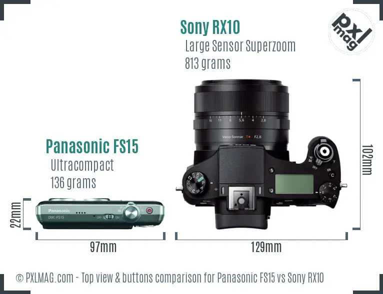 Panasonic FS15 vs Sony RX10 top view buttons comparison