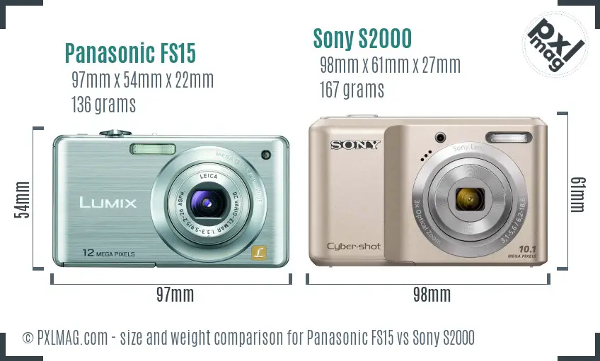 Panasonic FS15 vs Sony S2000 size comparison