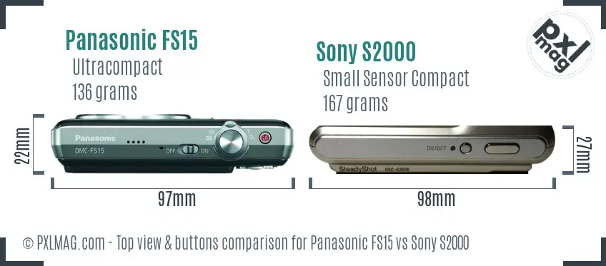 Panasonic FS15 vs Sony S2000 top view buttons comparison