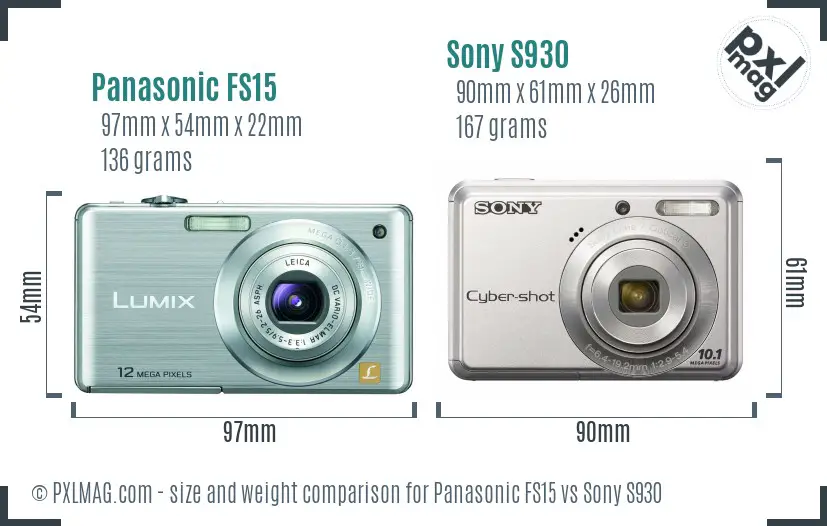 Panasonic FS15 vs Sony S930 size comparison