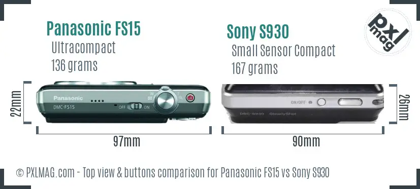 Panasonic FS15 vs Sony S930 top view buttons comparison