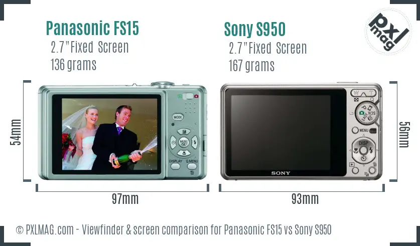 Panasonic FS15 vs Sony S950 Screen and Viewfinder comparison