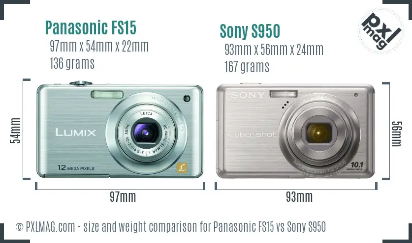 Panasonic FS15 vs Sony S950 size comparison