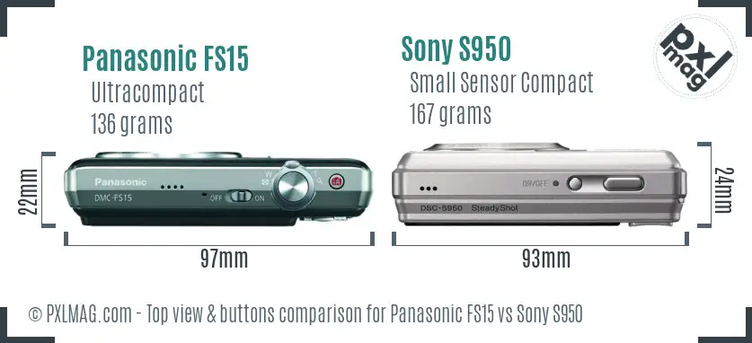 Panasonic FS15 vs Sony S950 top view buttons comparison