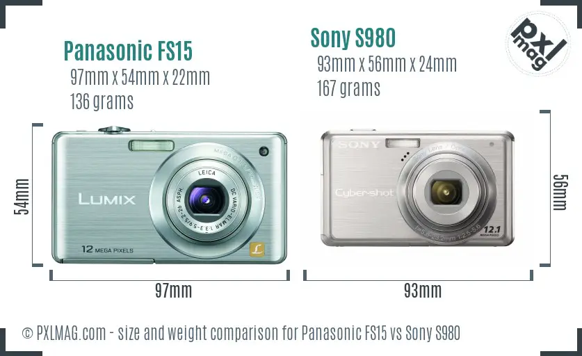 Panasonic FS15 vs Sony S980 size comparison