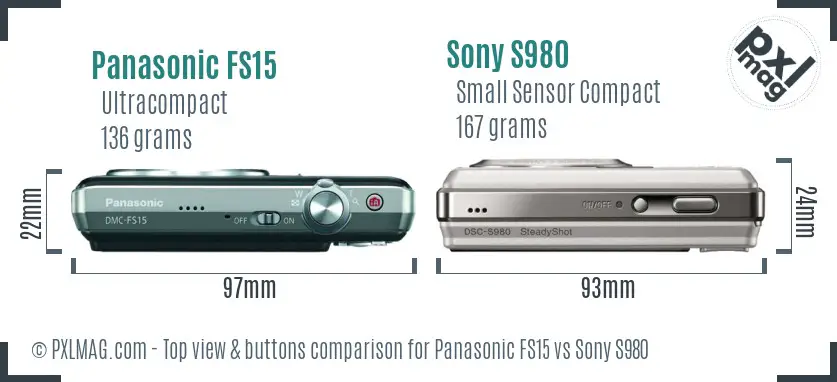 Panasonic FS15 vs Sony S980 top view buttons comparison