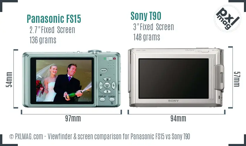 Panasonic FS15 vs Sony T90 Screen and Viewfinder comparison