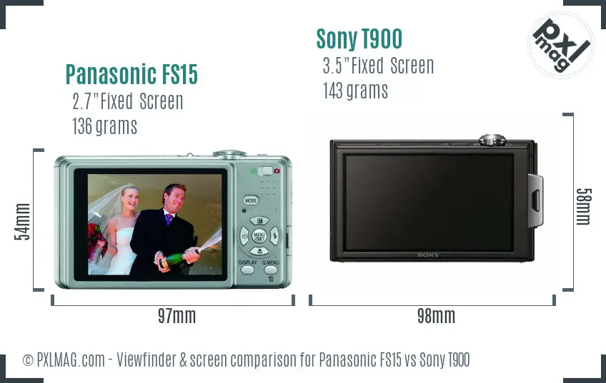 Panasonic FS15 vs Sony T900 Screen and Viewfinder comparison
