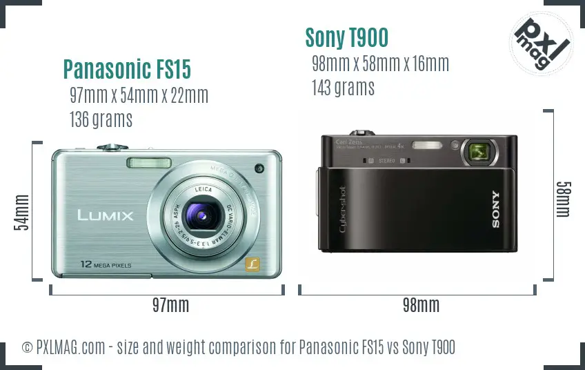 Panasonic FS15 vs Sony T900 size comparison