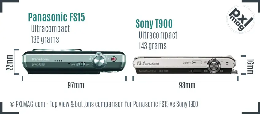 Panasonic FS15 vs Sony T900 top view buttons comparison