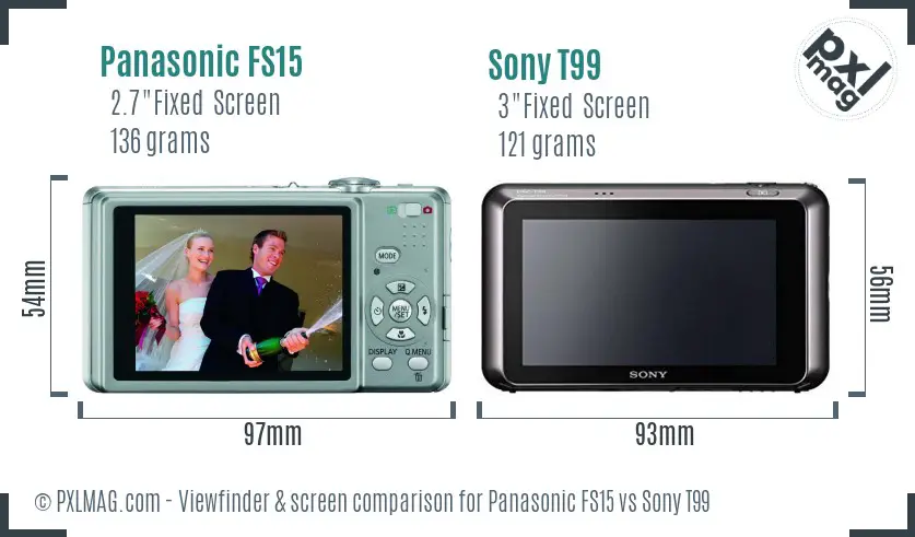 Panasonic FS15 vs Sony T99 Screen and Viewfinder comparison