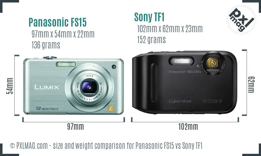 Panasonic FS15 vs Sony TF1 size comparison