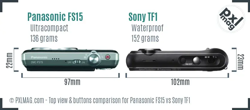 Panasonic FS15 vs Sony TF1 top view buttons comparison