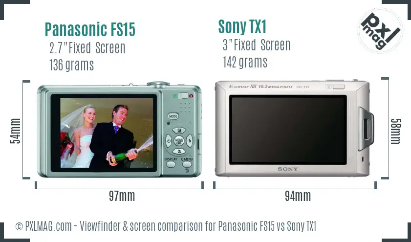 Panasonic FS15 vs Sony TX1 Screen and Viewfinder comparison