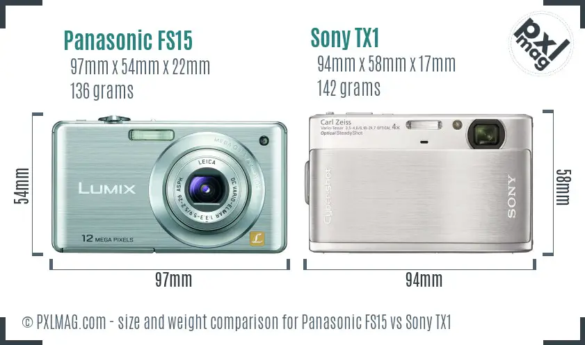 Panasonic FS15 vs Sony TX1 size comparison