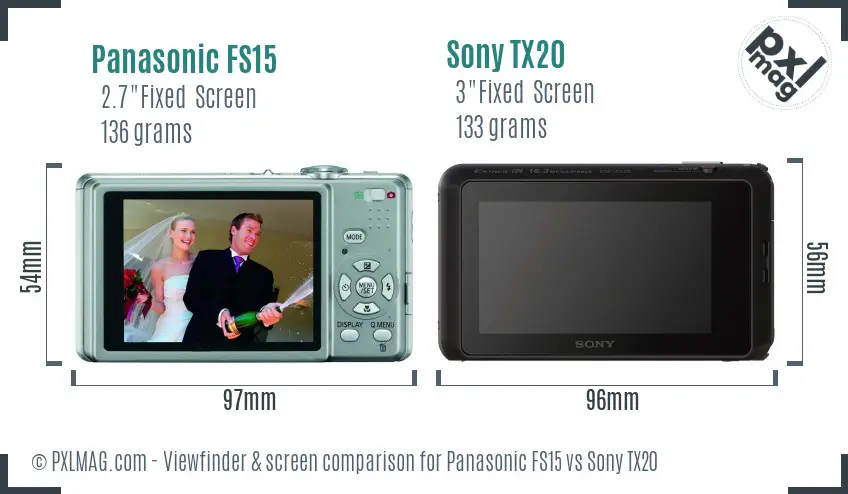 Panasonic FS15 vs Sony TX20 Screen and Viewfinder comparison