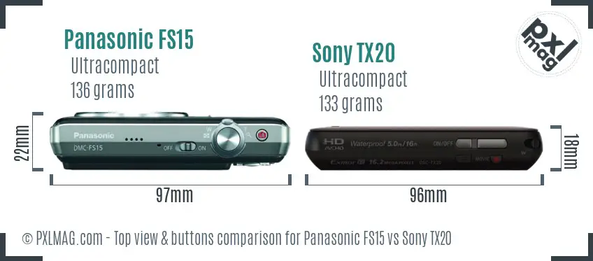 Panasonic FS15 vs Sony TX20 top view buttons comparison