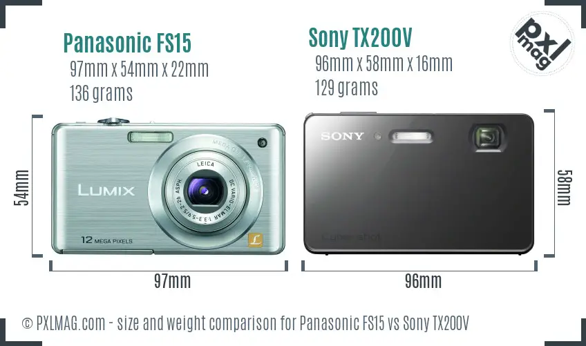 Panasonic FS15 vs Sony TX200V size comparison