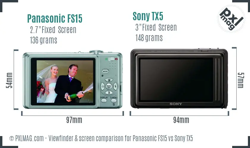 Panasonic FS15 vs Sony TX5 Screen and Viewfinder comparison