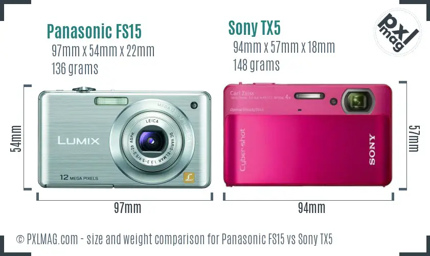 Panasonic FS15 vs Sony TX5 size comparison