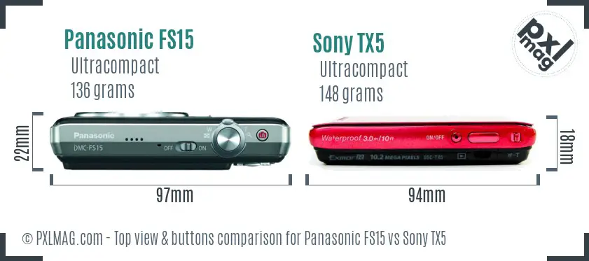 Panasonic FS15 vs Sony TX5 top view buttons comparison